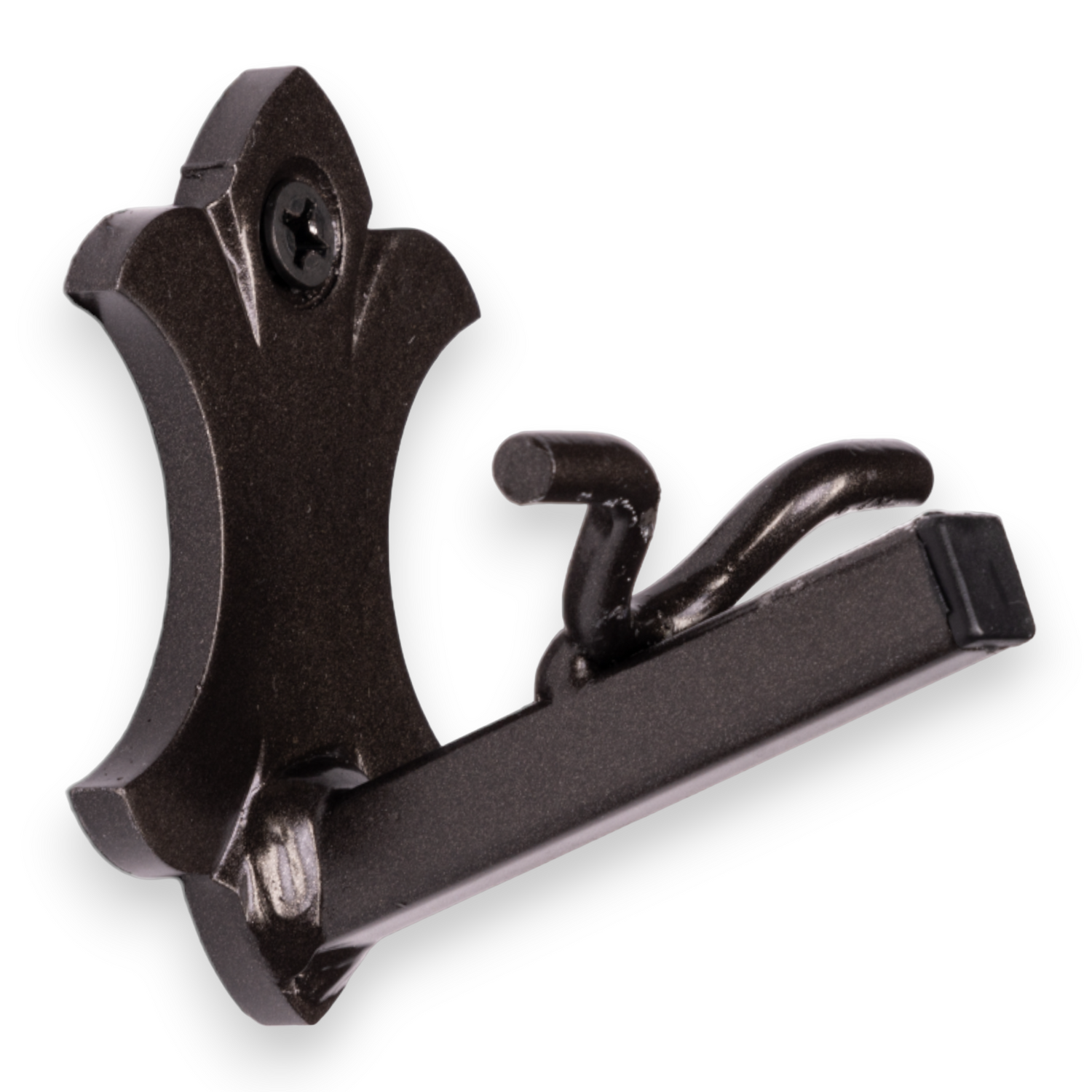 ALT: A black metal skull mount, known as the 'Buck Bracket,' designed for mounting game skulls.