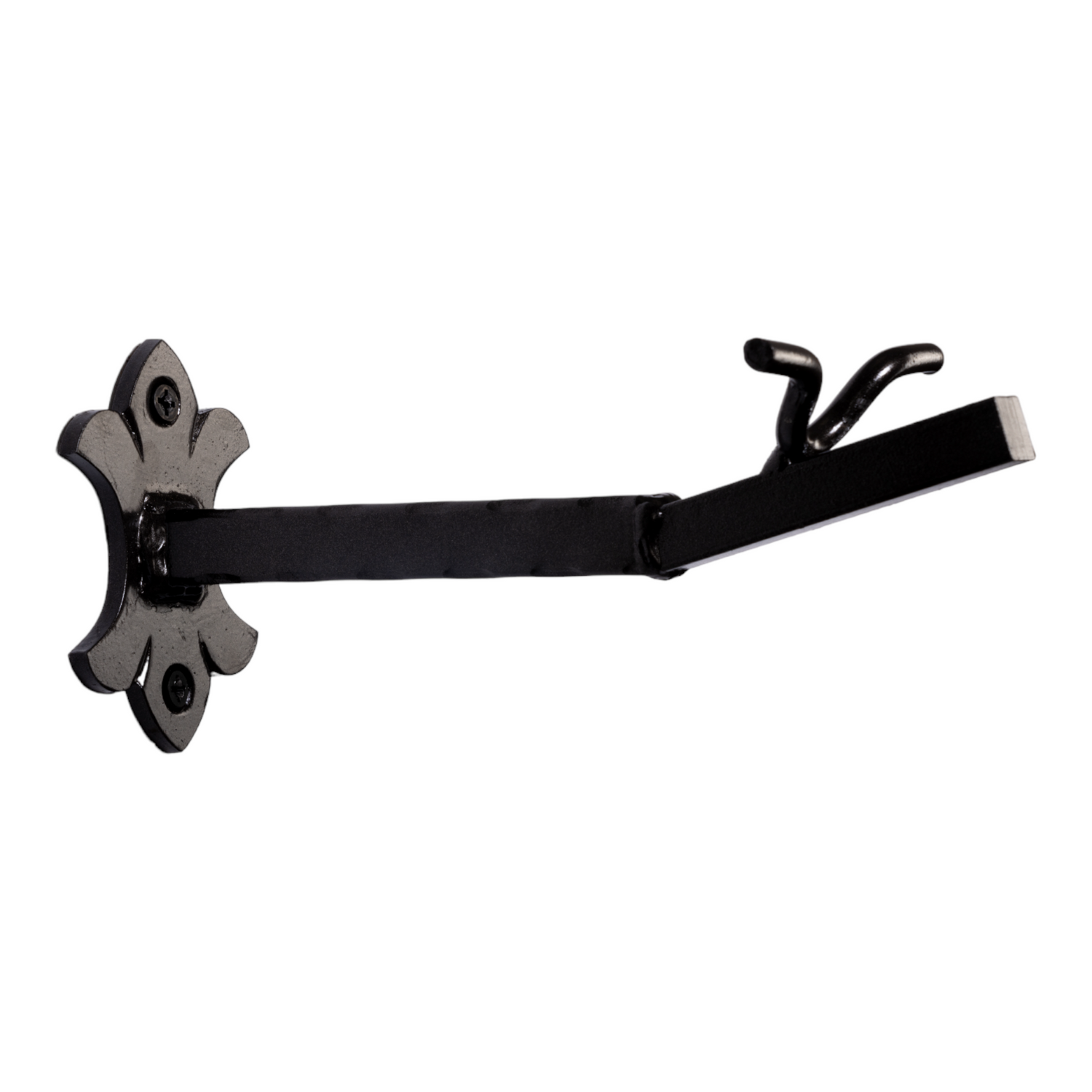 ALT: A black metal skull mount bracket with a triangular backplate and two mounting holes on the sides.